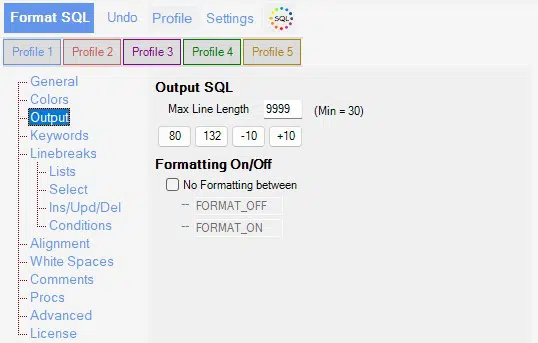 Formatted Sql Output Format