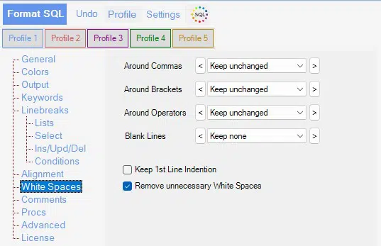 Sql White Spaces