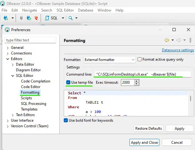 free dbeaver sql formatter 3