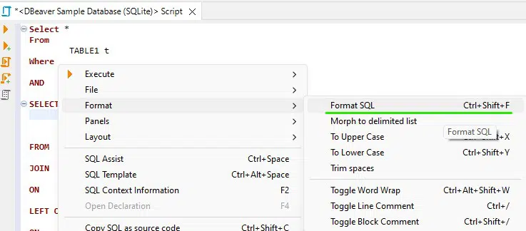 free dbeaver sql formatter 4